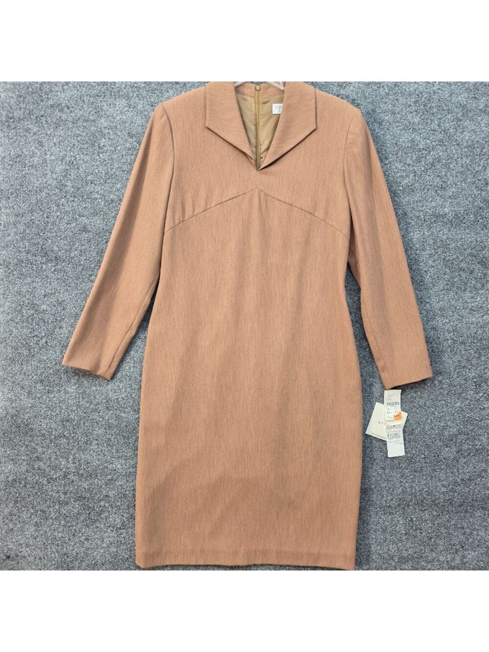 Vintage 90s Shomi 10 Brown Long Sleeve Sheath Dress Mod Minimalist Deadstock